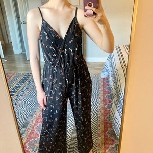 Black Floral Print Jumpsuit